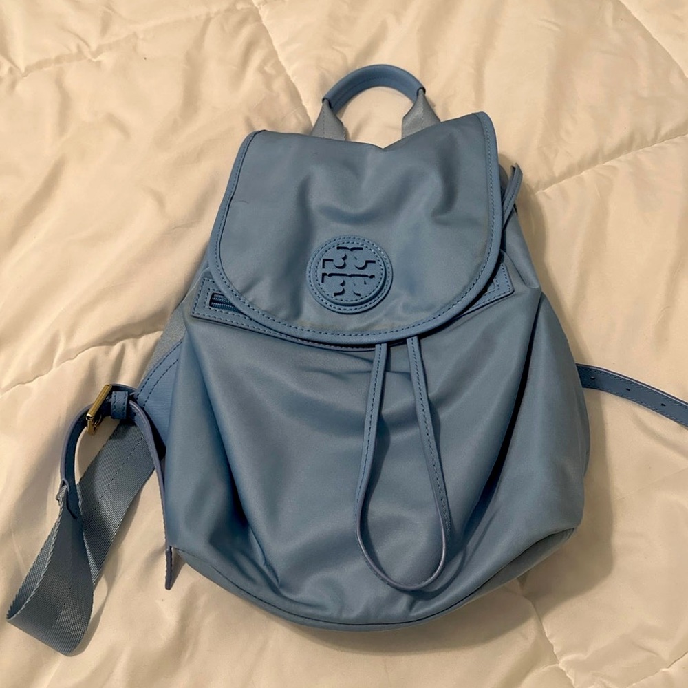Tory Burch Nylon Drawstring Backpack Blue